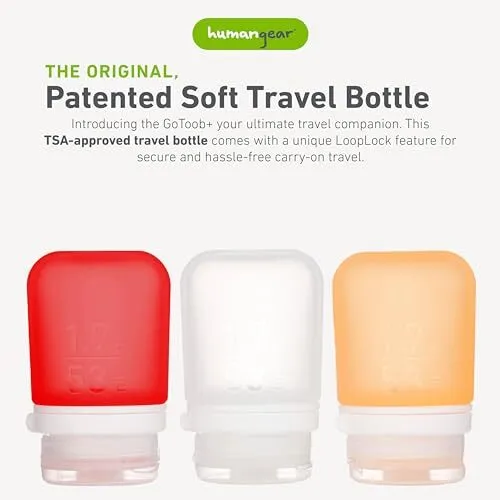 GoToob+ 3-Pack (Small) | Refillable Silicone Travel Bottle | Locking Lid | 2