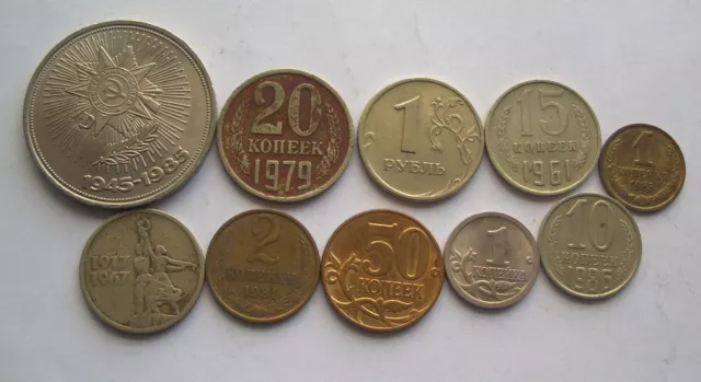 Russia USSR 10 different old coins lot #44