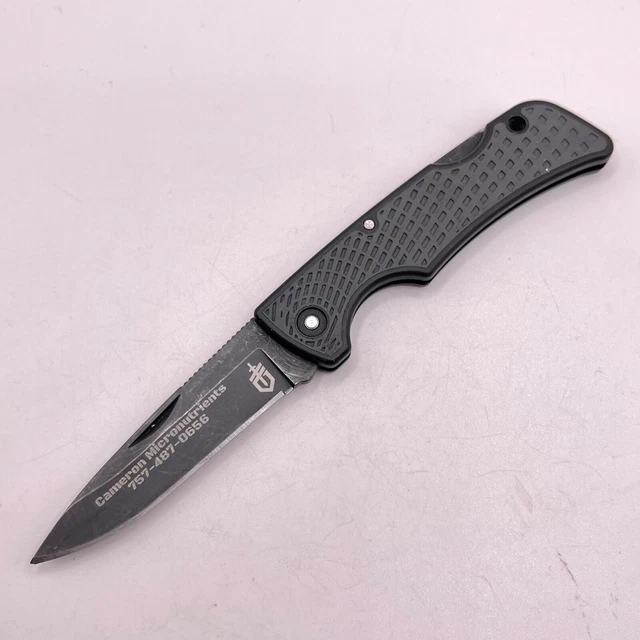 GERBER US1 FOLDING Pocket Knife Lockback Plain Edge USA Gray Rubber