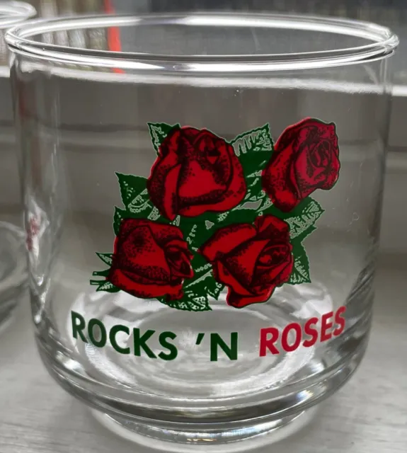 Vintage 4 Roses Rocks 'n Roses Bourbon Whiskey Glasses Set of 4