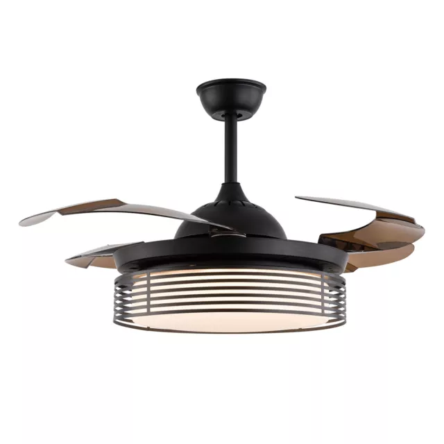 42 inch Ceiling Fan Light Retractable Blades Chandelier Lamp with Remote 110V