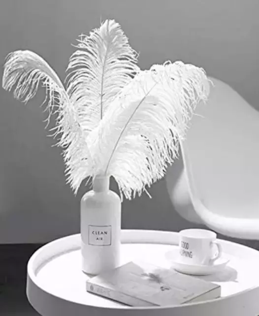5pcs White Ostrich Feathers 35-40cm DIY Craft Millinery Decor Costume Wedding