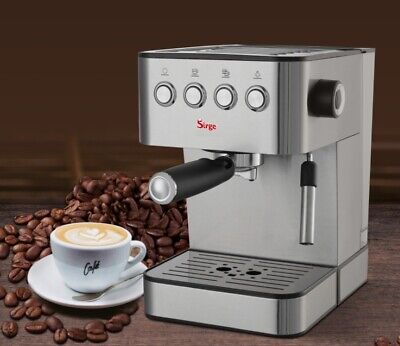 Caffettiera Express con schiumatore per latte e pompa italiana da 20 bar Aguamarina braccio porta filtro con doppia uscita e due filtri per espresso e cappuccino Flux's Roma made in Europa 