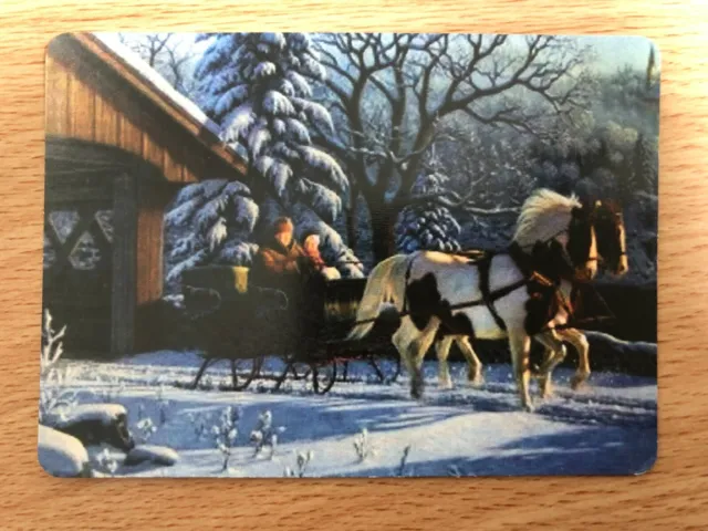 USA Swap Playing Card: Romance American Gent & Lady Ride Horse Drawn Cart Sleigh