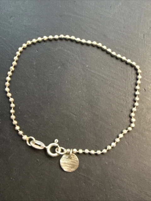 Bracelet Gourmette Ancien En Argent Massif 925 - Chaine Simple Anneaux - Style Vintage Et Intemporel