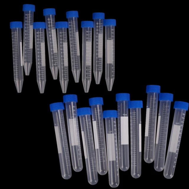 10X 15mL Plastic Centrifuge Test Tube Vial Container Self Standing Screw Cap_.HO