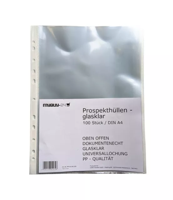 Prospekthüllen A4 glasklar transparent Klarsichthüllen klar PP Hüllen PVC-Frei