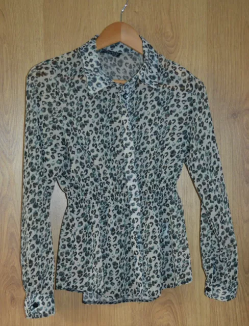 Womens Select Size UK 12 Animal Print Satin Long Sleeve Button Up Blouse