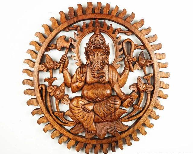Ganesh Wall Decor, Hindu God Statue, Wall Art, Hanging Art Ornament, Lucky Gift