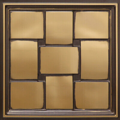 3D Tin Look D1300 Antique Gold PVC Drop In Ceiling Tiles 2x2 Lot of 25 Pcs