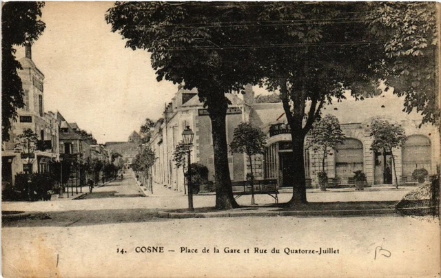CPA AK COSNE - Place de la Gare and Rue du Quatorze-July (456601)