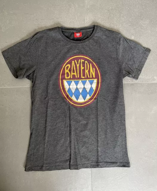 FC Bayern München T-Shirt Logo Herren Fußball Wappen Logo Bayern Tracht grau S