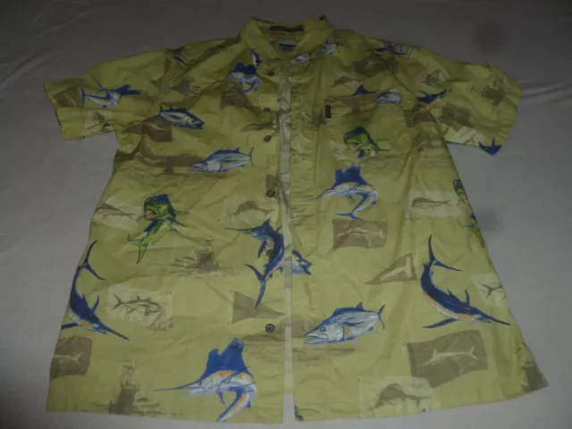 Columbia River Lodge Field Gear Fish Fishing Button Up Shirt Mens Large Casual