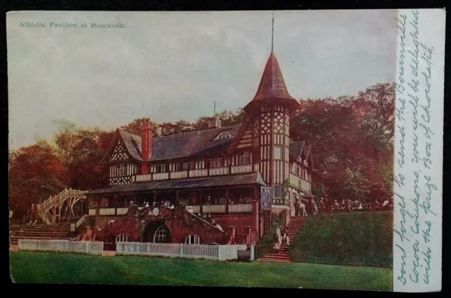 Bournville Village UK Postcard Early 1900s Rare VHTF Cadbury Athletic Pavilion