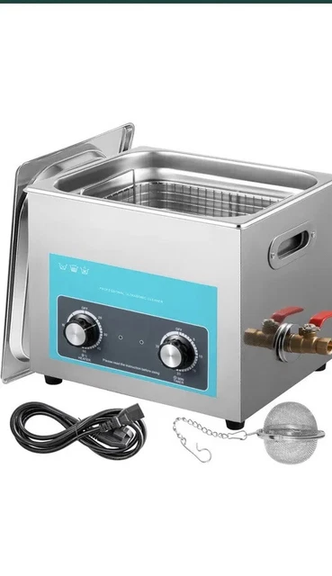 10L Knob Control Ultrasonic Cleaner with Heater Timer Dentures Solution Handle