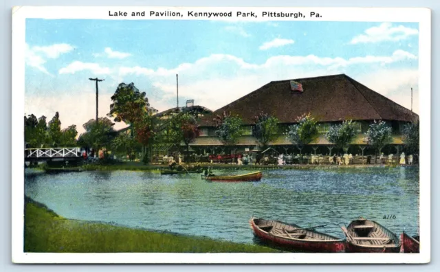 Postcard Lake and Pavilion, Kennywood Park, Pittsburgh PA F117