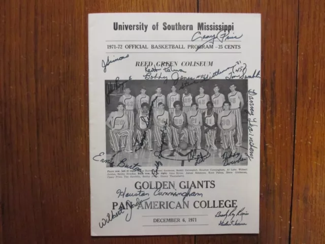 1971 Southern Miss Men's Basketball Program(15 Sign/DANNY THORNSBERRY/JOHN BYRNE