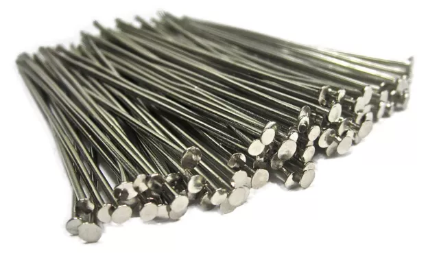 100 Platino Headpins Alfileres de Cabeza Prismenstifte Cabeza Plana 40x0.7mm