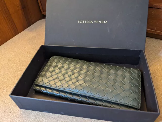 Bottega Veneta Intrecciato Leather Long Wallet Green