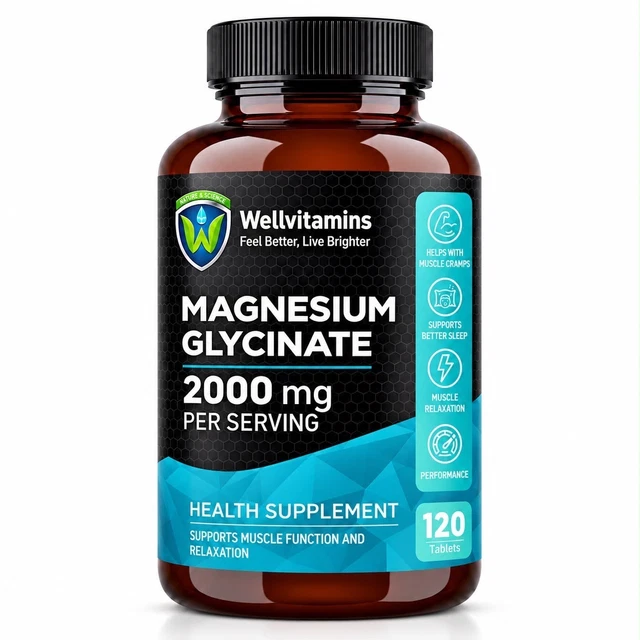 WELLVITAMINS MAGNESIUM GLYCINATE 2000mg per Serving (400mg Elemental ...