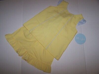 Little English Boutique Girls 2 pc Shorts Set NWT Size 4 / 5 Yellow Blue Gingham