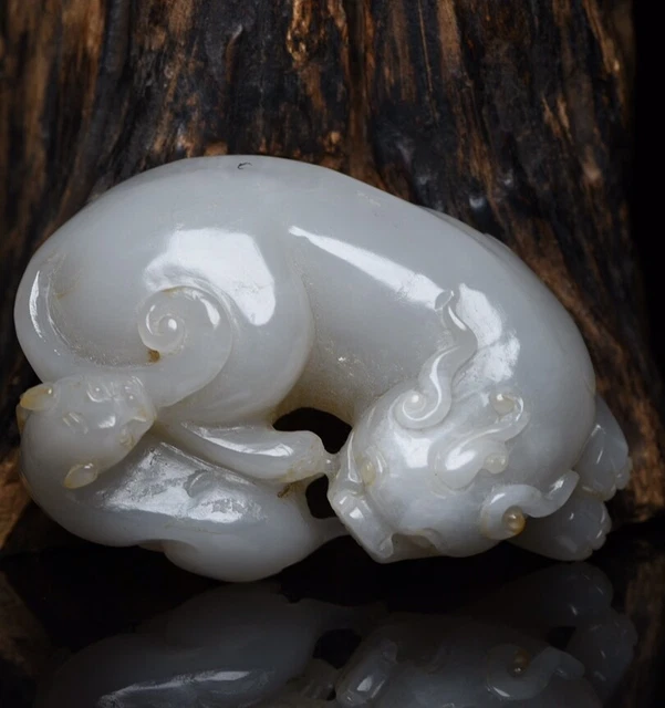 Chinese Exquisite Handmade Brave Troops carving Hetian Jade Statue