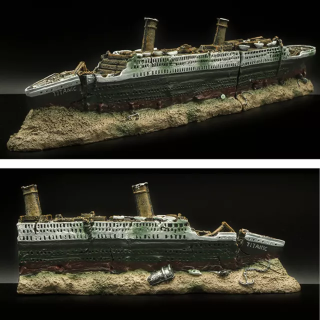 Aquarium Fish Tank Titanic Shipwreck Boat Ship Ornament Decor 38x6x9cm