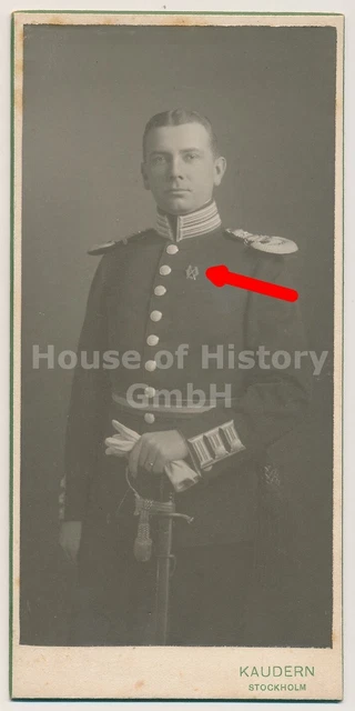 134353, Portraitfoto CDV, Schweden, Offizier, Orden Abzeichen, Säbel, Stockholm