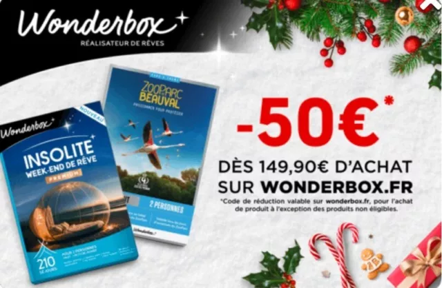 Carte cadeau -50€ Wonderbox - Coffret cadeau