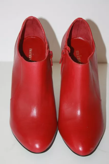 MINELLI   Boots à Talons Fins Cuir Rouge Doublées Cuir T 38 ETAT NEUF