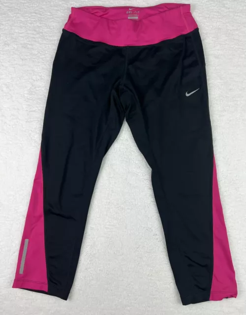 Nike Leggings Running Dri-Fit Womens Black Pink Athletic size Medium M