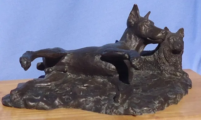 DOBERMAN PINSCHER CAIRN WESTIE TERRIER BALDWIN LE BRONZE dog figurine 9" SALE 2