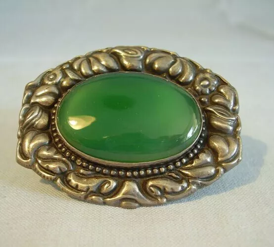 Broche 30-40s Jugentstyle Art Nouveau d'Allemagne broche ovale argent 800