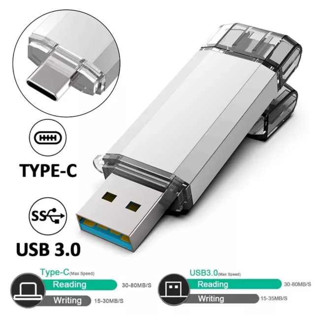 USB-C Stick USB 3.0 128GB 2-IN-1 USB Speicherstick Type C Flash Speichermedien