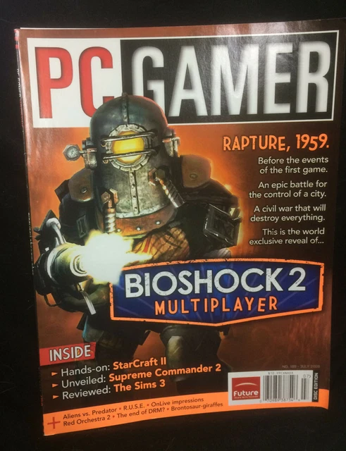 PC GAMER MAGAZINE ~Bioshock 2 Multi Player ~ July 2009 #189 $7.00 ...