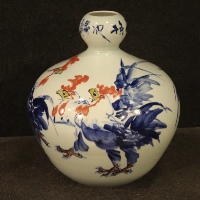 Jarron chino de ceramica pintada oriental 900 siglo XX estilo antiguo objeto