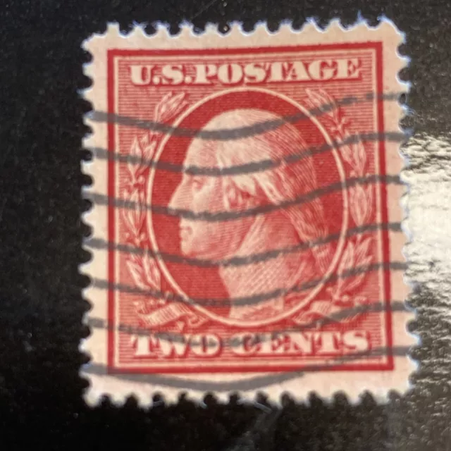 1910 - 1911 George Washington Us 2 Cent Carmine Used Perf Stamp Scott# 375