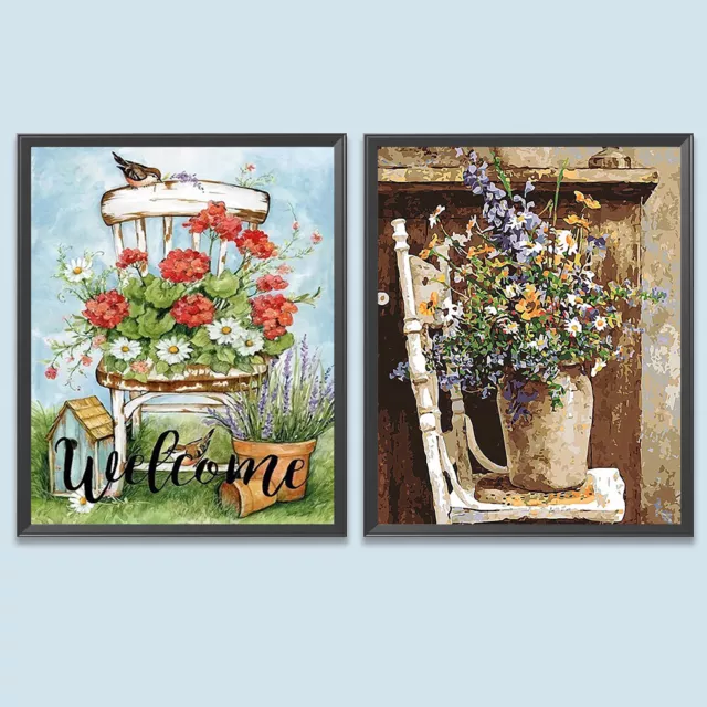 Paint By Numbers Kit DIY Flower Oil Art Picture Craft Home Wall Decoration