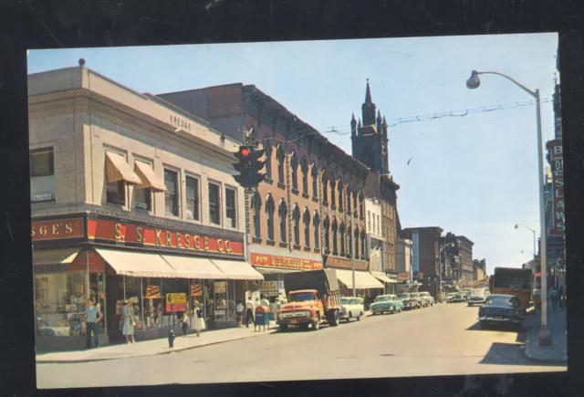 Cohoes New York Ny Downtown Street Scene Old Cars Vintage Postcard