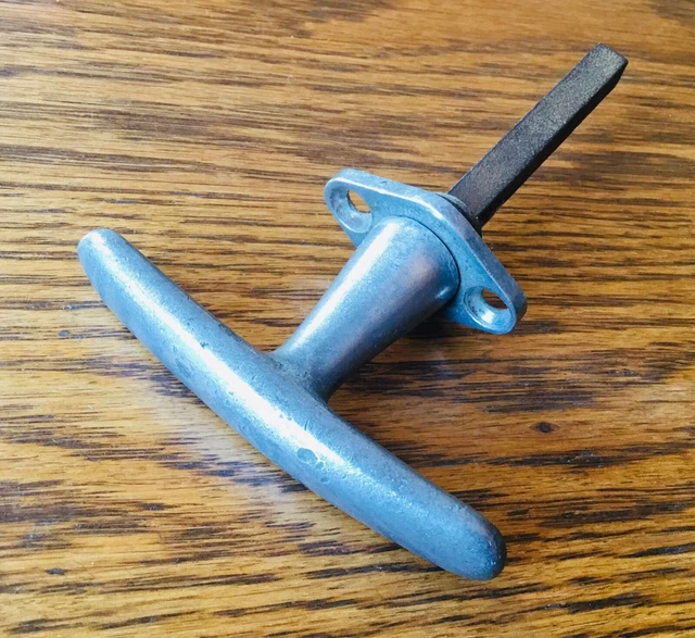 1920s T~SHAPED HANDLE vtg antique exterior non locking door deck