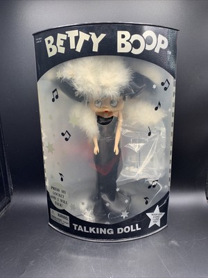 1998 Betty Boop talking doll black satin dress with boa. Glamorous! Rare 16"