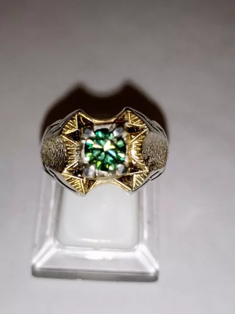 Herrenring Silber 925 mit Mosanite Edelstein Handgemacht خاتم فضة الماس موزنايت