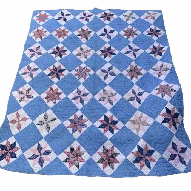 Vintage 8 Point Star Quilt 1920’s 30’s Fabrics Quilt - Hand Quilted