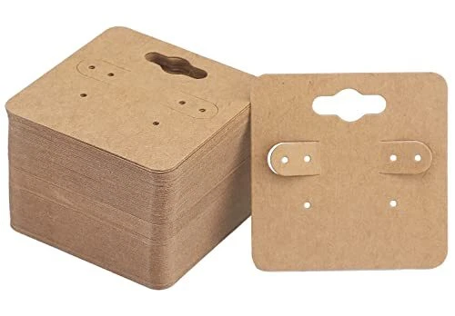 Earring Cards - 100Pcs 2" Kraft Earring Display Holder Cards, Blank Paper