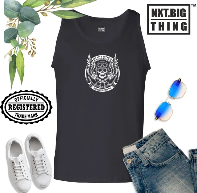 Skull & Wings Vest Bike Clothing Motorbike Motorcycle Cafe Racer Funny Tank Top