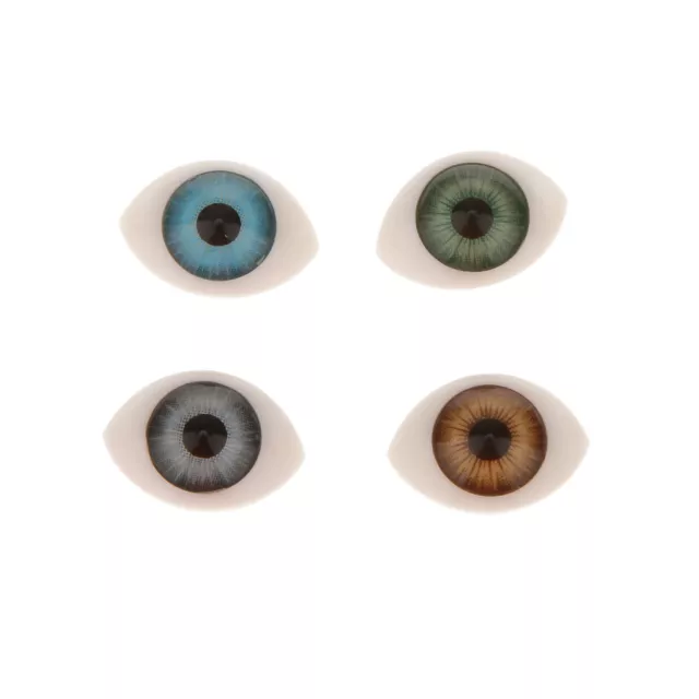 8pcs Oval Flat Back Glass Eyes 9mm Iris for Porcelain or Reborn Dolls DIY 3