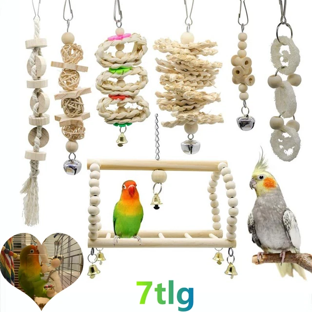 7tlg Haustier Vogel Papagei Sittich Wellensittich Hängematte Schaukel Spielzeug
