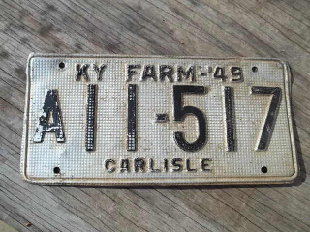 Obsolete 1949 Carlise County Kentucky License Plate # A11 517 Aluminum FREE SHIP