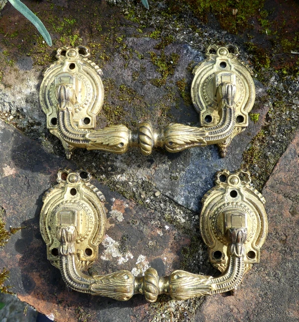 ANCIENNE PAIRE DE Poignée De Porte Laiton Bronze Serrure Art Déco EUR 20,00 - FR