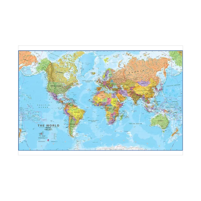 MAP OF THE WORLD POLITICAL MAP POSTER PRINT WALL DECOR 150x100cm